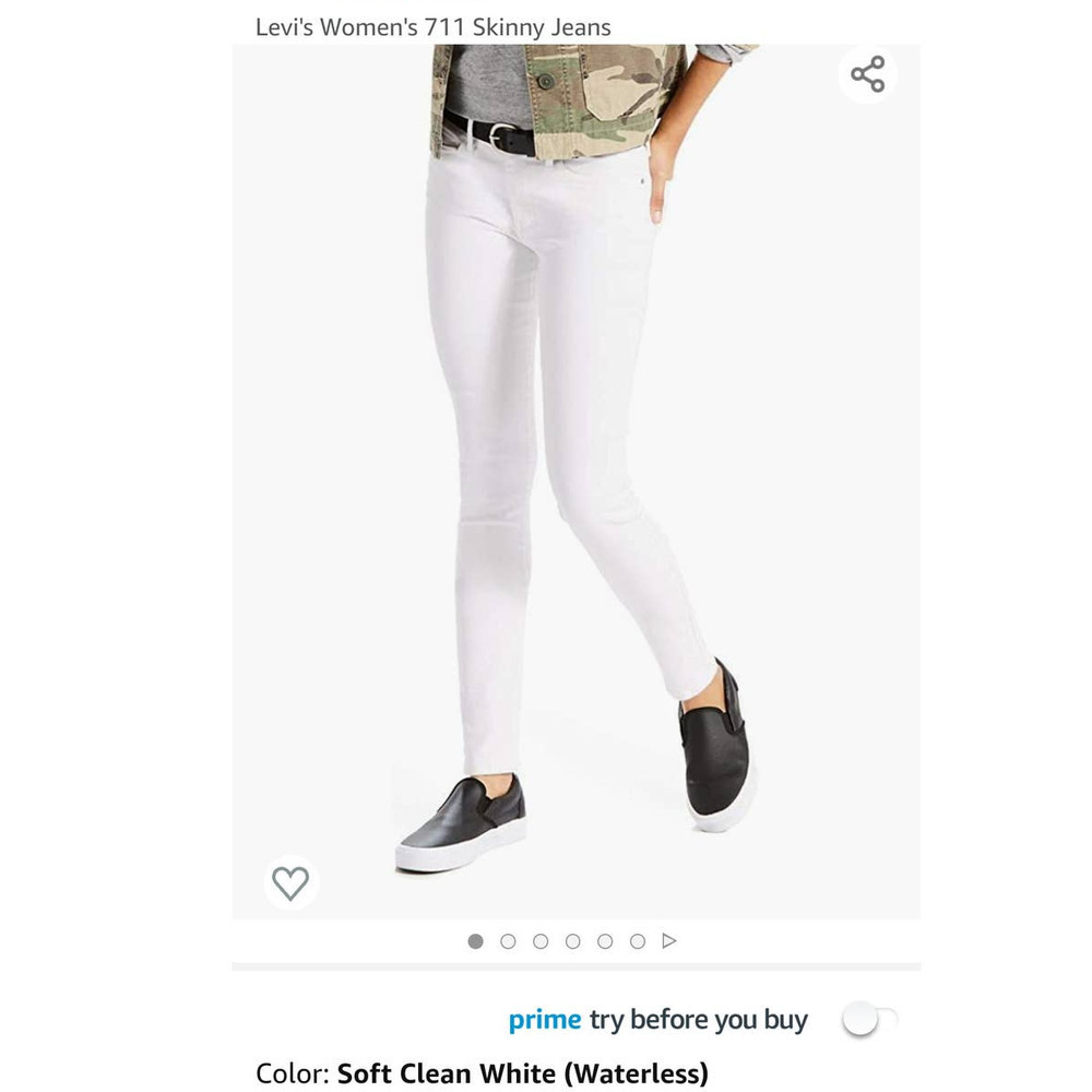 Levi's W711 Skinny Jeans - Soft Clean White Size 16